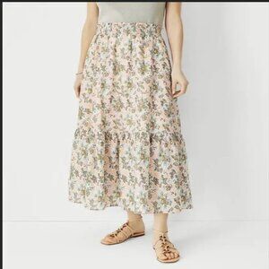 Ann Taylor Size S Floral Flounce Pull-On Maxi Skirt